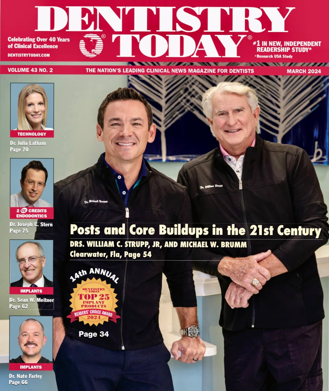 Dentistry Today magazine, March 2024 — cover featuring Drs. Michael Brumm and William Strupp of Clearwater, Florida